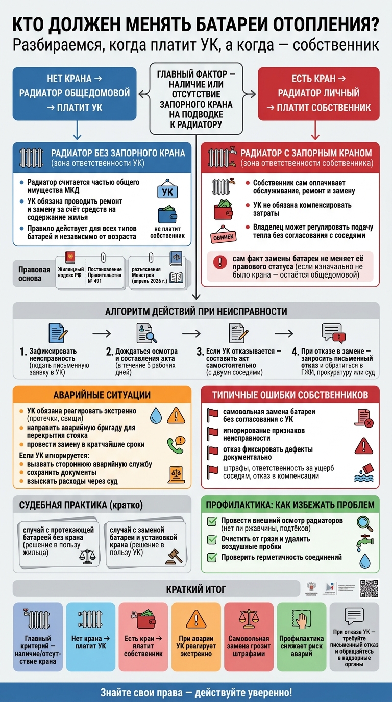 Кто должен менять батареи отопления в квартире. Инфографика РИА Право