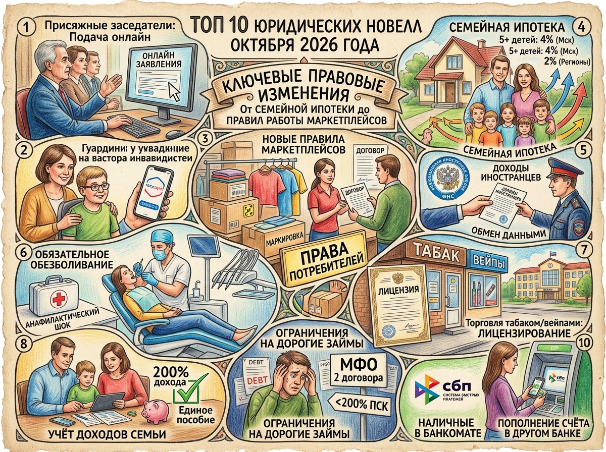 Топ 10 важных юридических изменений с октября 2026: от семейной ипотеки до правил работы маркетплейсов